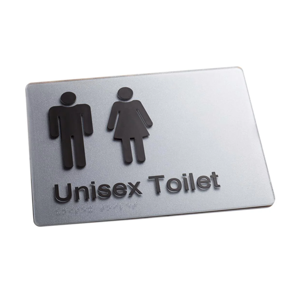 Sandleford Unisex Toilet Braille Sign - 180 x 235mm - Silver Acrylic