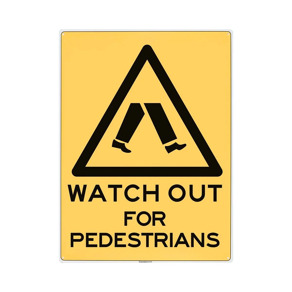 Sandleford Watch for Pedestrians Plastic Sign - 450 x 600mm - Yellow/Black