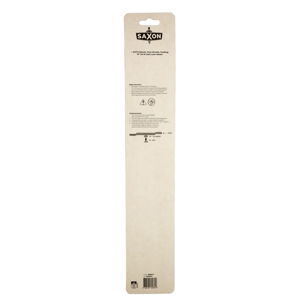 Saxon 16" Mower Blade Bolt Set - 2 Blades, Nuts & Bolts - Suits Victa, Cheetah, Ultralite, Yardking - Image 2