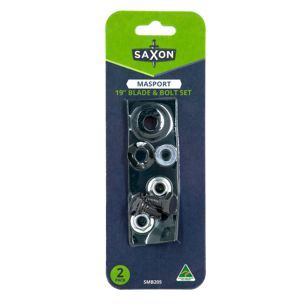 Saxon 19" Mower Blade Bolt Set - 2 Blades & Hardware - Suits Masport