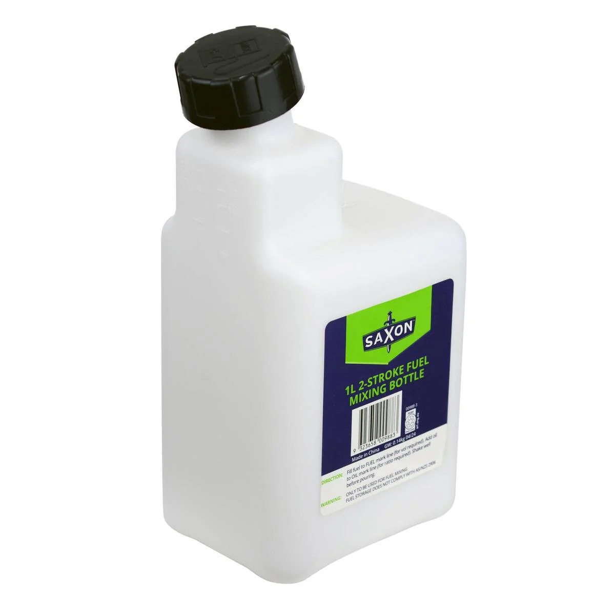 Saxon 1L 2 Stroke Fuel Mixing Bottle - Accurate Mixing Ratios - Lightweight
