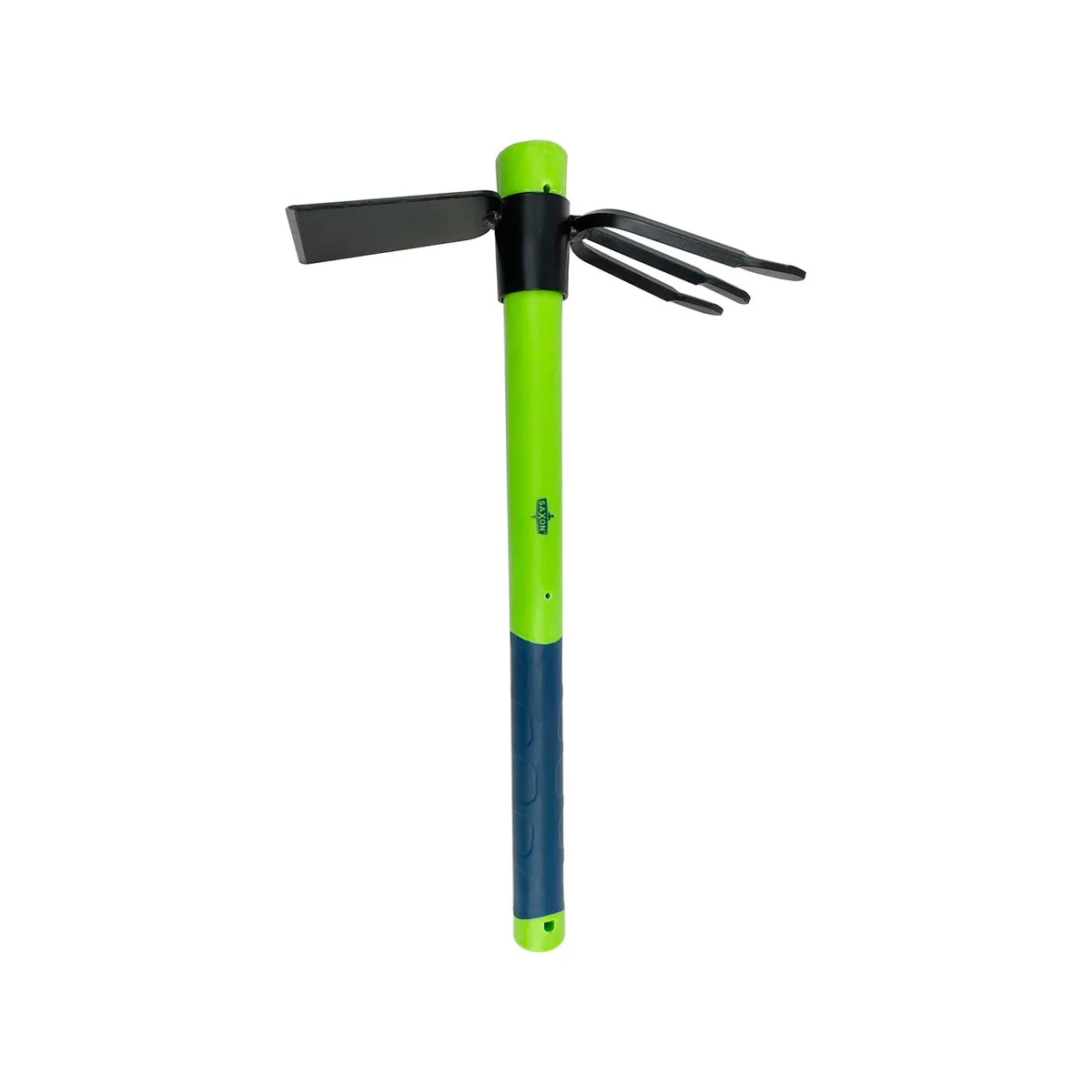 Saxon Mini Mattock Cultivator - 3 Prong - Fiberglass Handle - Green - 210mm x 370mm - Image 2
