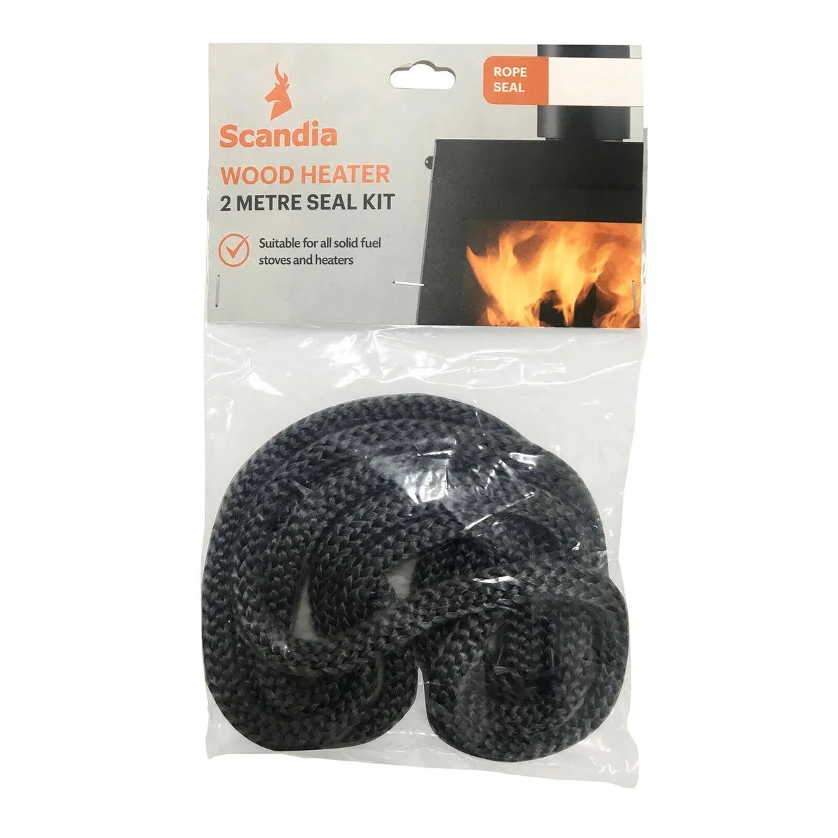 Scandia 2m Fibreglass Rope Seal 9mm Black - Durable Heat & Smoke Barrier