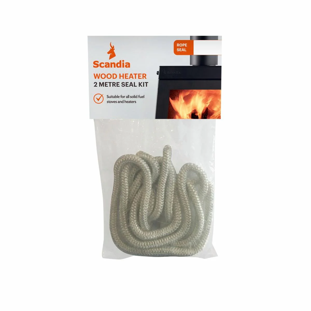 Scandia Fibreglass Rope Seal 2m 20mm Black - Durable for Solid Fuel Stoves