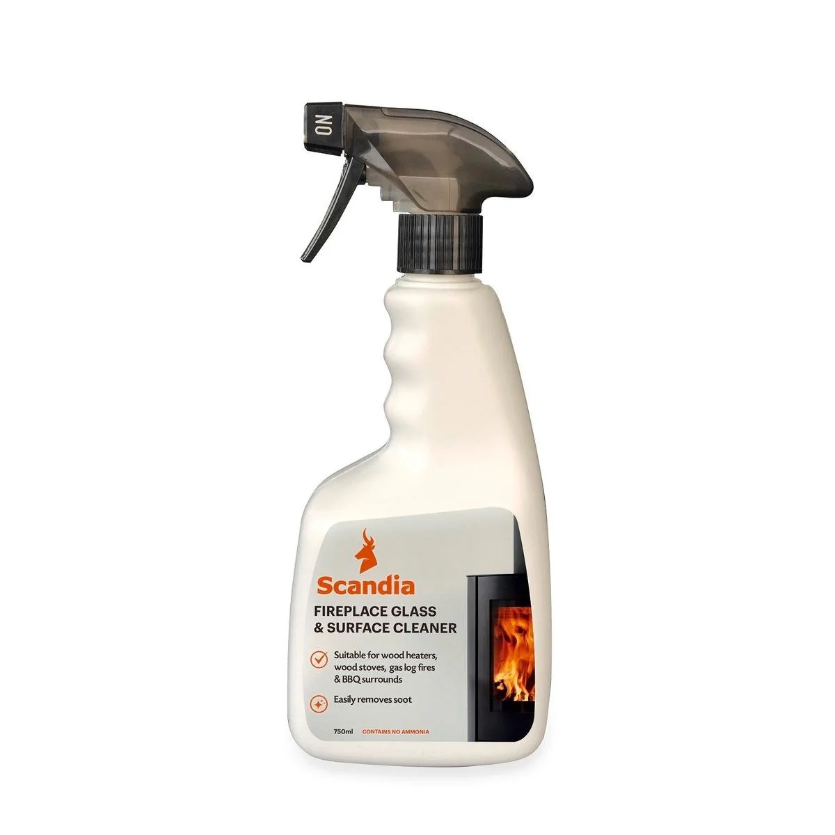 Scandia Glass and Surface Cleaner - 750ml - Ammonia Free - Soot Removal