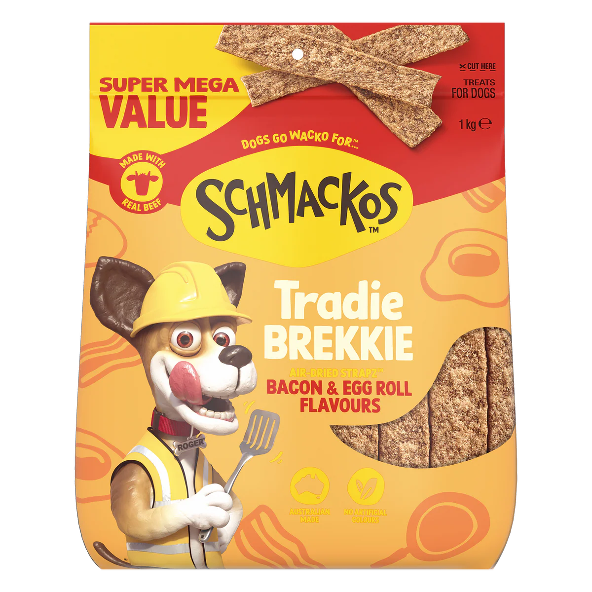 Schmackos Tradie Brekkie Dog Treat - 1kg - Meat-Based - Nutritious Snack