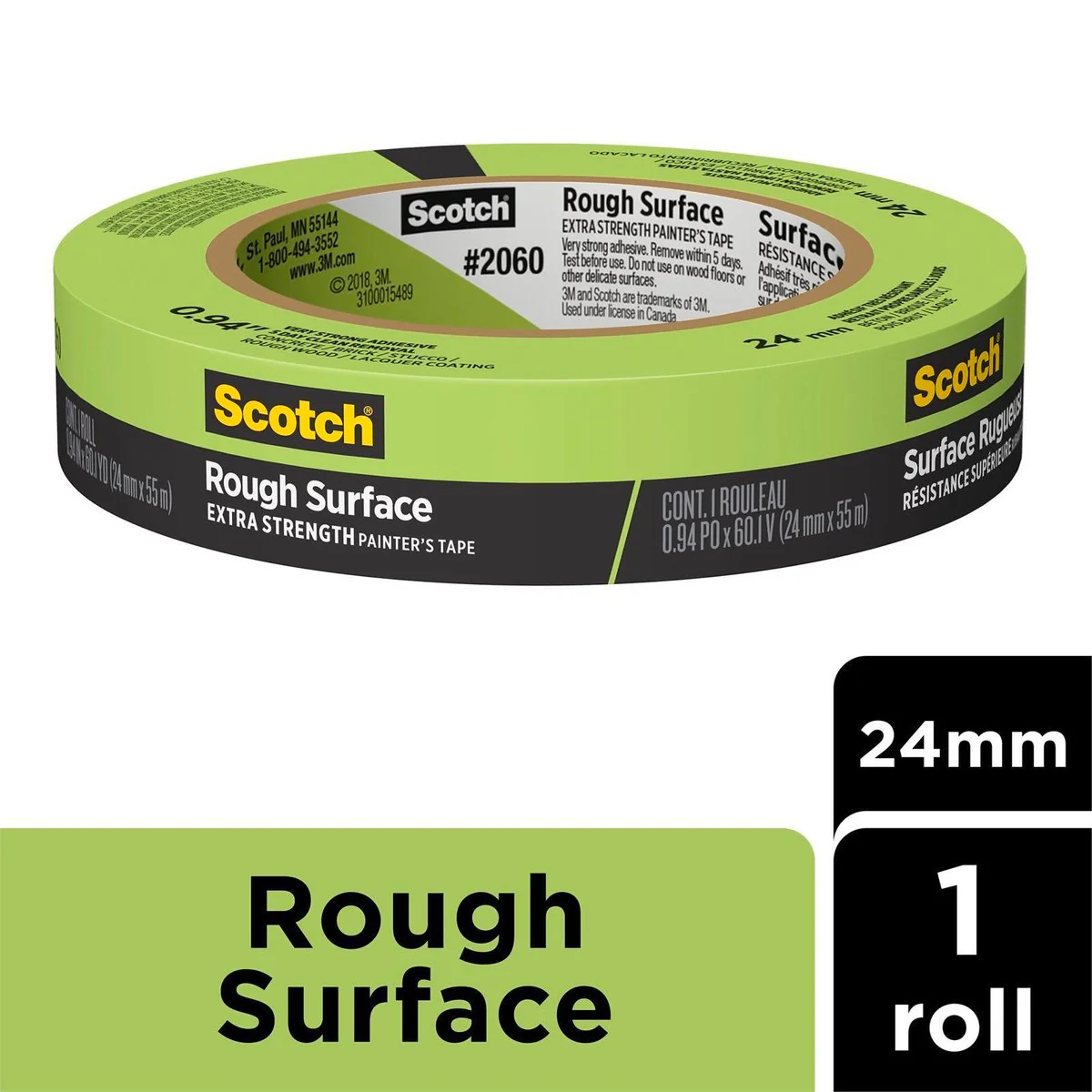 Scotch Rough Surface Painter Tape - 24mm x 55m - Extra Strength - Green - Image 2