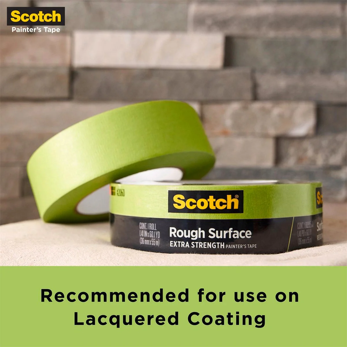 Scotch Rough Surface Painter Tape - 24mm x 55m - Extra Strength - Green - Image 5