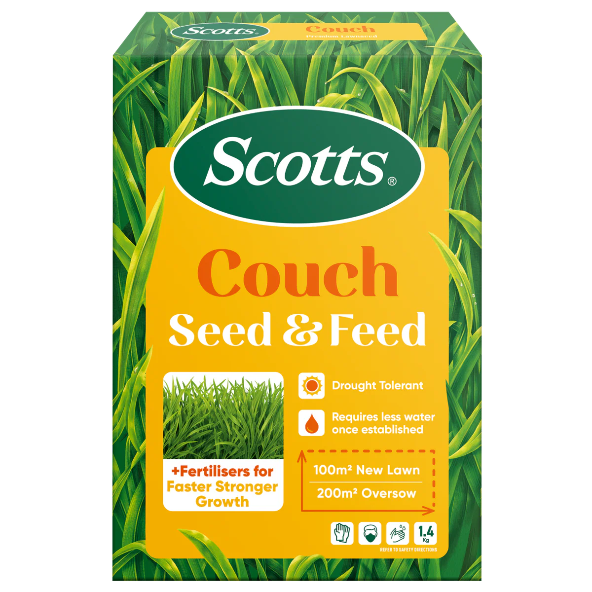 Scotts Lawn Builder Couch Lawn Seed 1.4kg Seed + Fertiliser Benefits