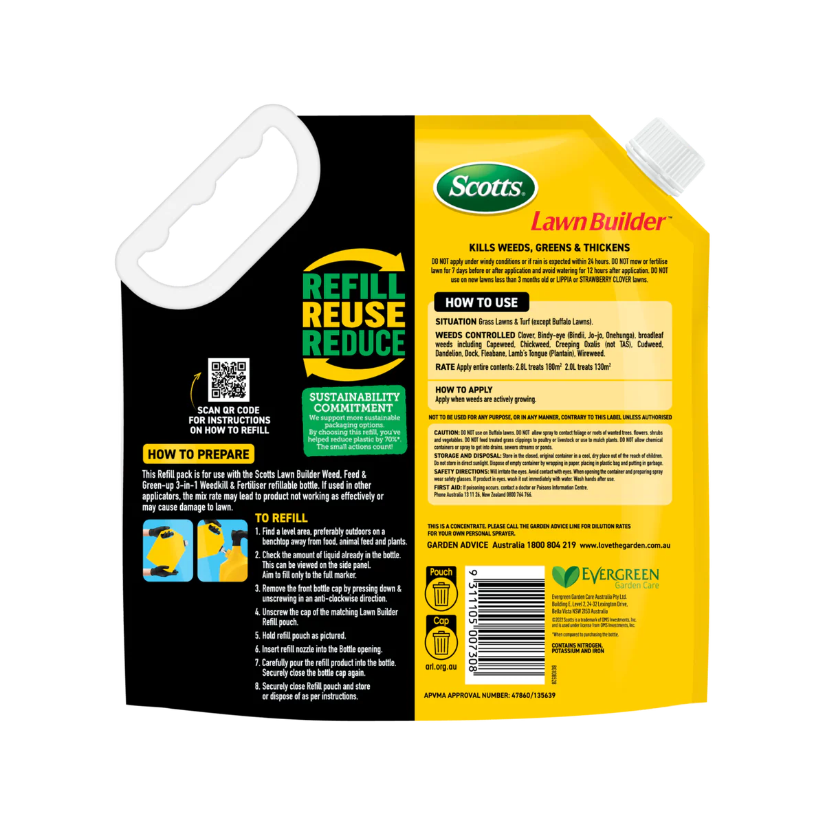 Scotts Lawn Builder Weed Feed Green Up Refill Pouch 2.5kg - 3-in-1 Treatment - Image 2