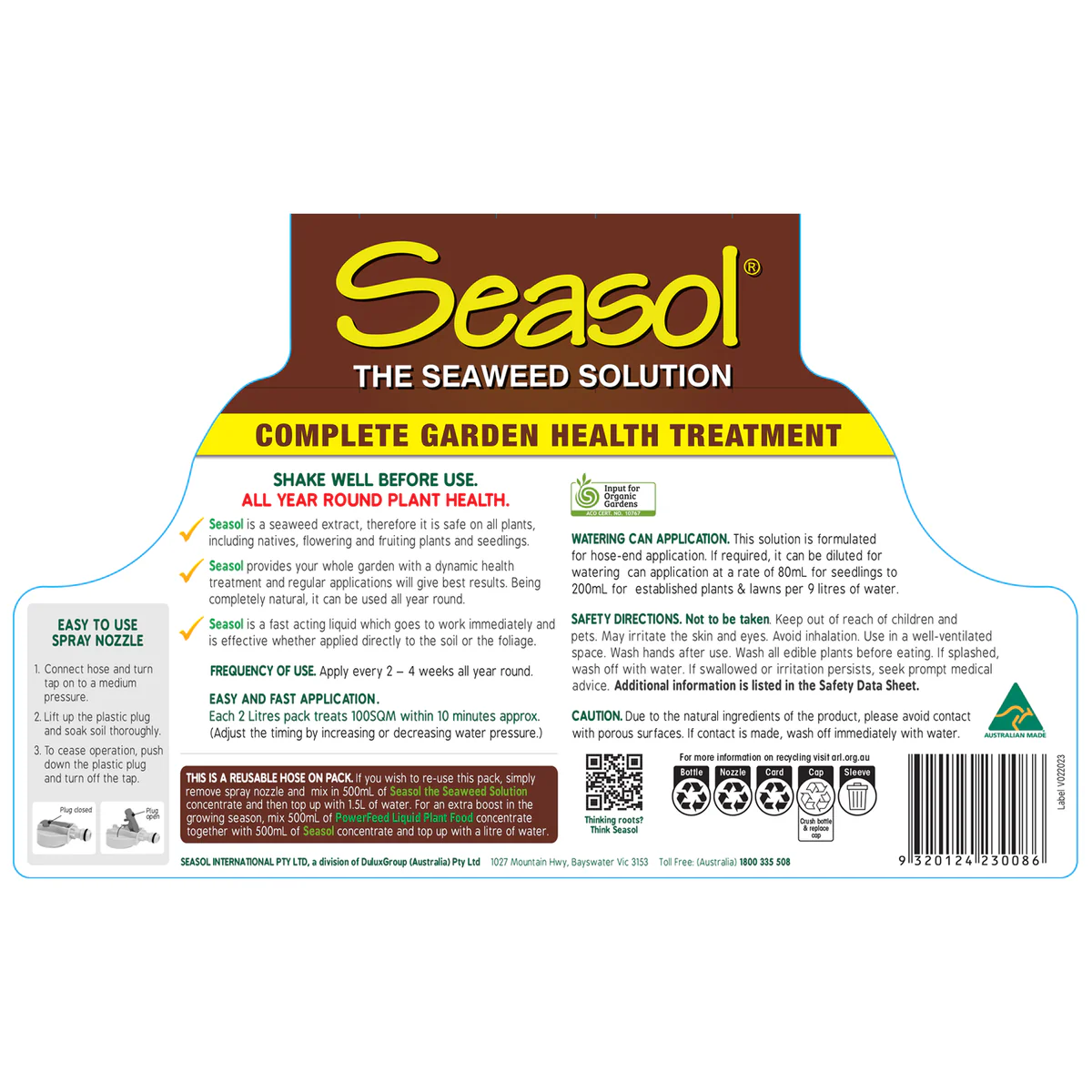 Seasol Hose On - 2 x 2L - Natural Seaweed - Plant Health Treatment - Image 3