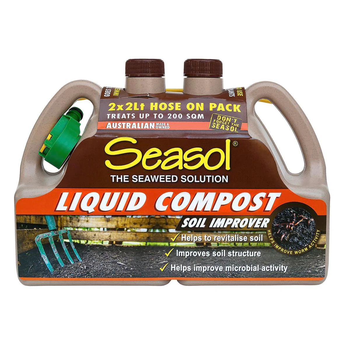 Seasol Liquid Compost Twin Pack - 2 x 2L - Revitalises Soil - Brown