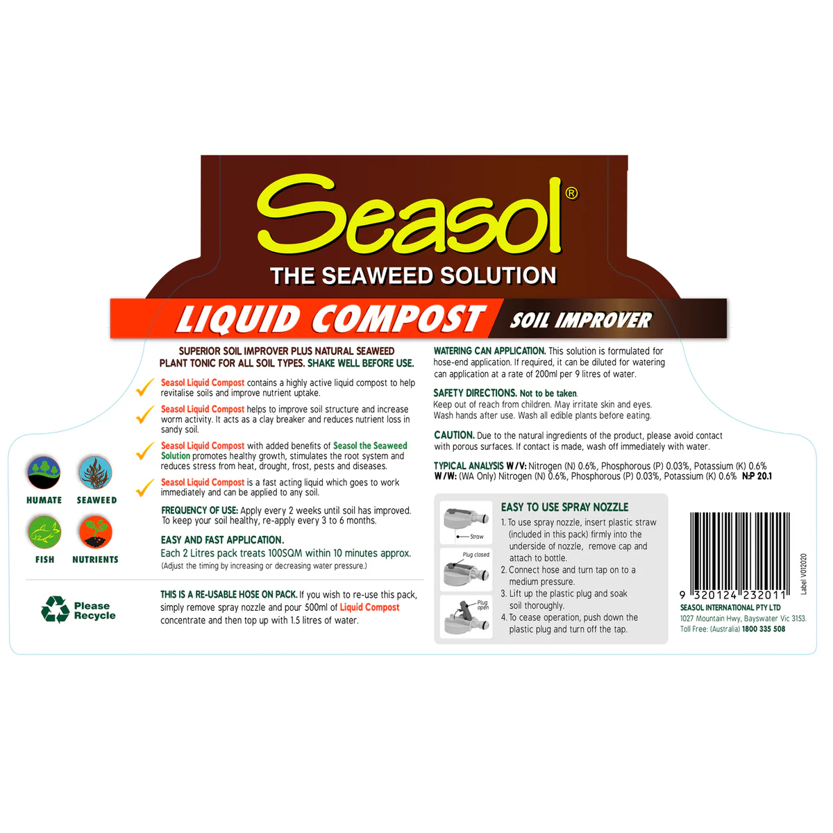 Seasol Liquid Compost Twin Pack - 2 x 2L - Revitalises Soil - Brown - Image 3