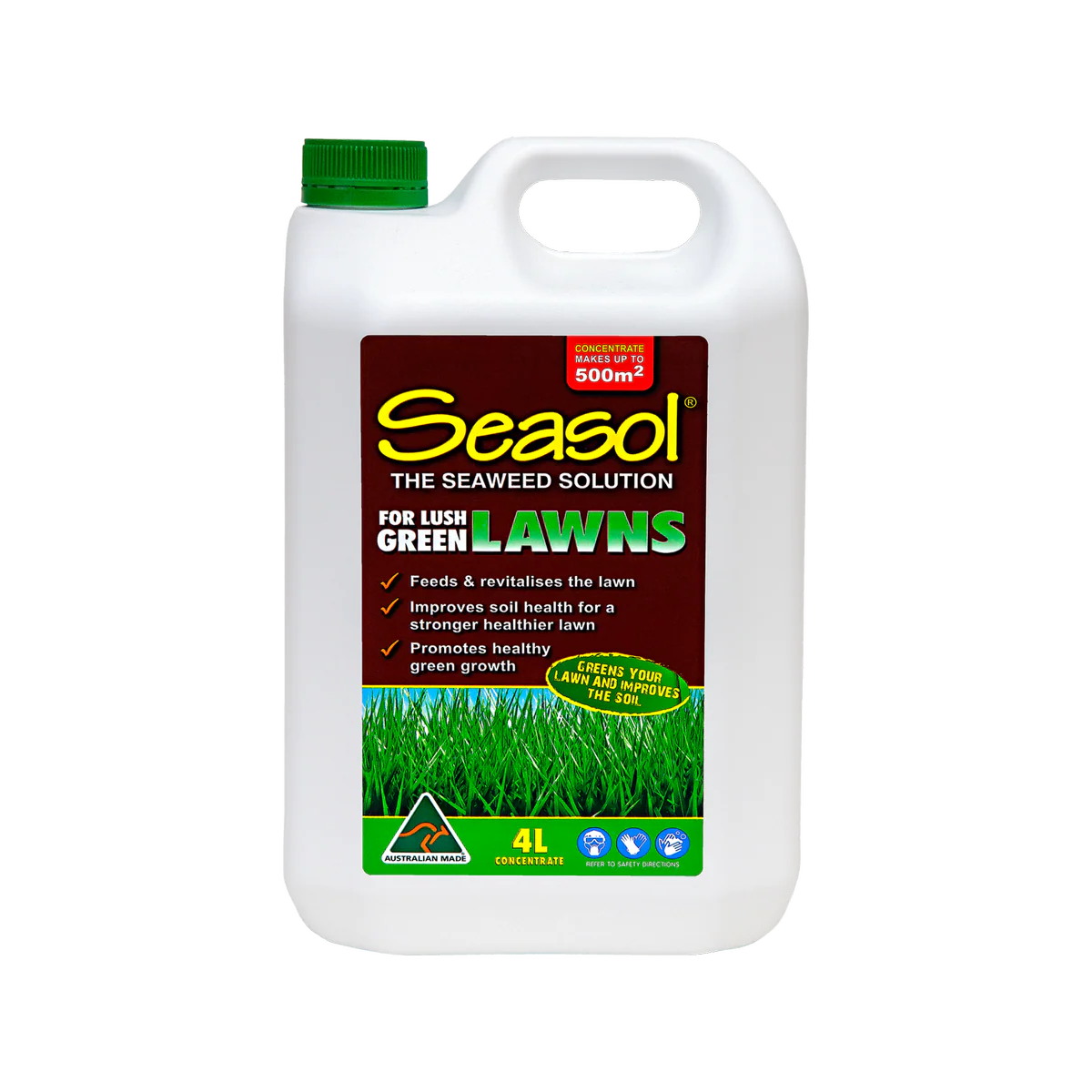 Seasol Liquid Fertiliser - Lush Green Lawns Concentrate 4L - Soil Health & Growth