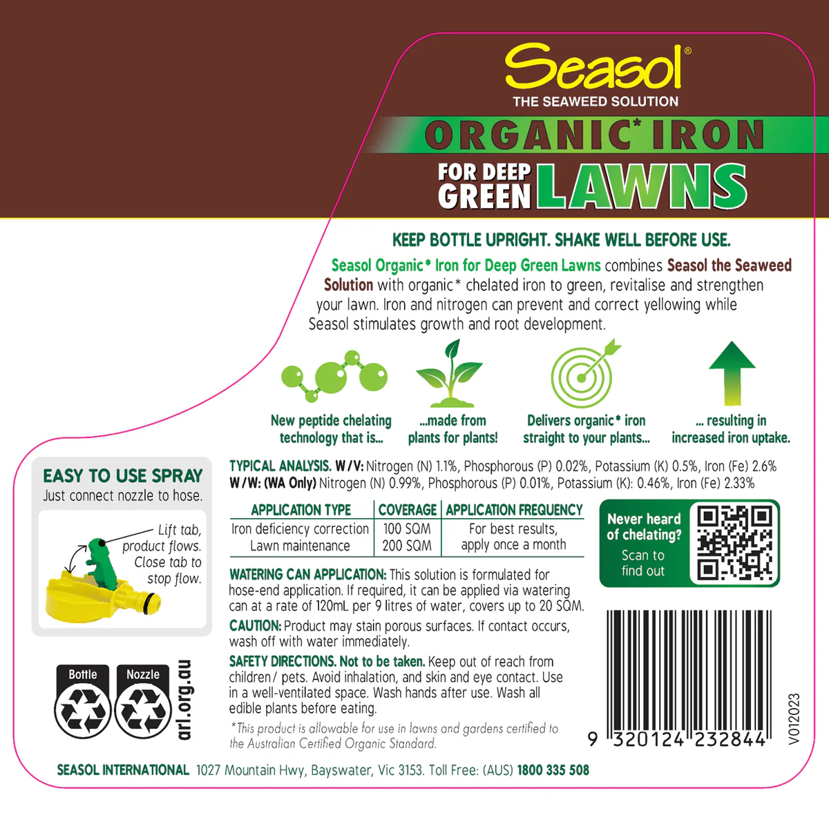 Seasol Organic Iron 1.2L - Liquid Solution for Deep Green Lawns - Image 2