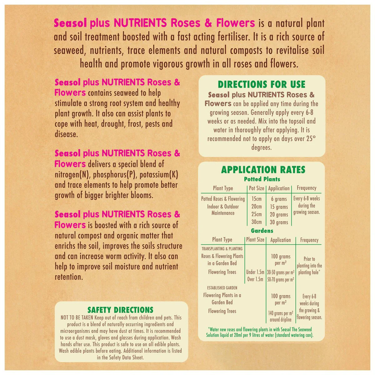 Seasol 2.5kg Plus Nutrients for Roses and Flowers - Granular - Brown - Image 2