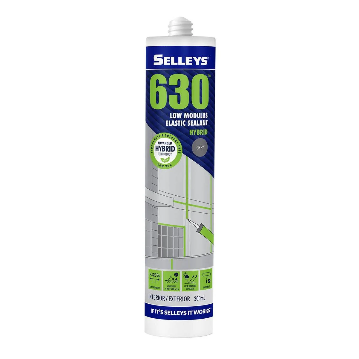 Selleys 300ml Grey Low Modulus Flexible Sealant - UV Resistant - Paintable