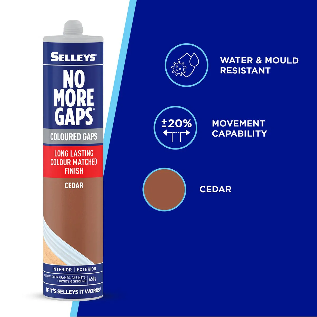 Selleys 450g Cedar Interior No More Gaps - Flexible Gap Filler 25mm - Image 3