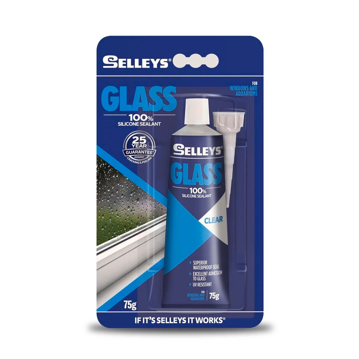 Selleys Clear Glass Silicone Sealant 75g Silicone UV Resistant