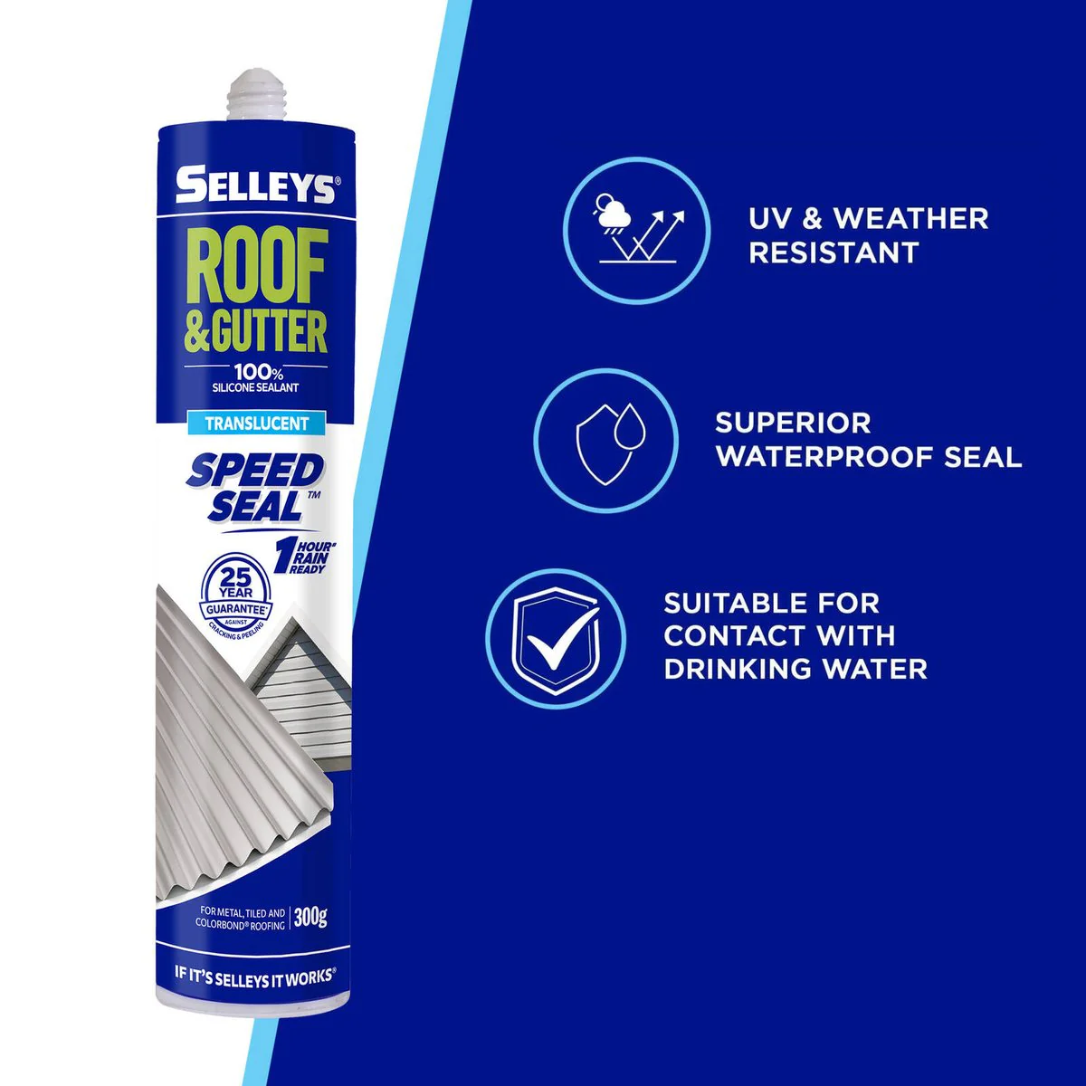 Selleys Clear Roof and Gutter Silicone Sealant 300g - Waterproof - UV Resistant - Image 2