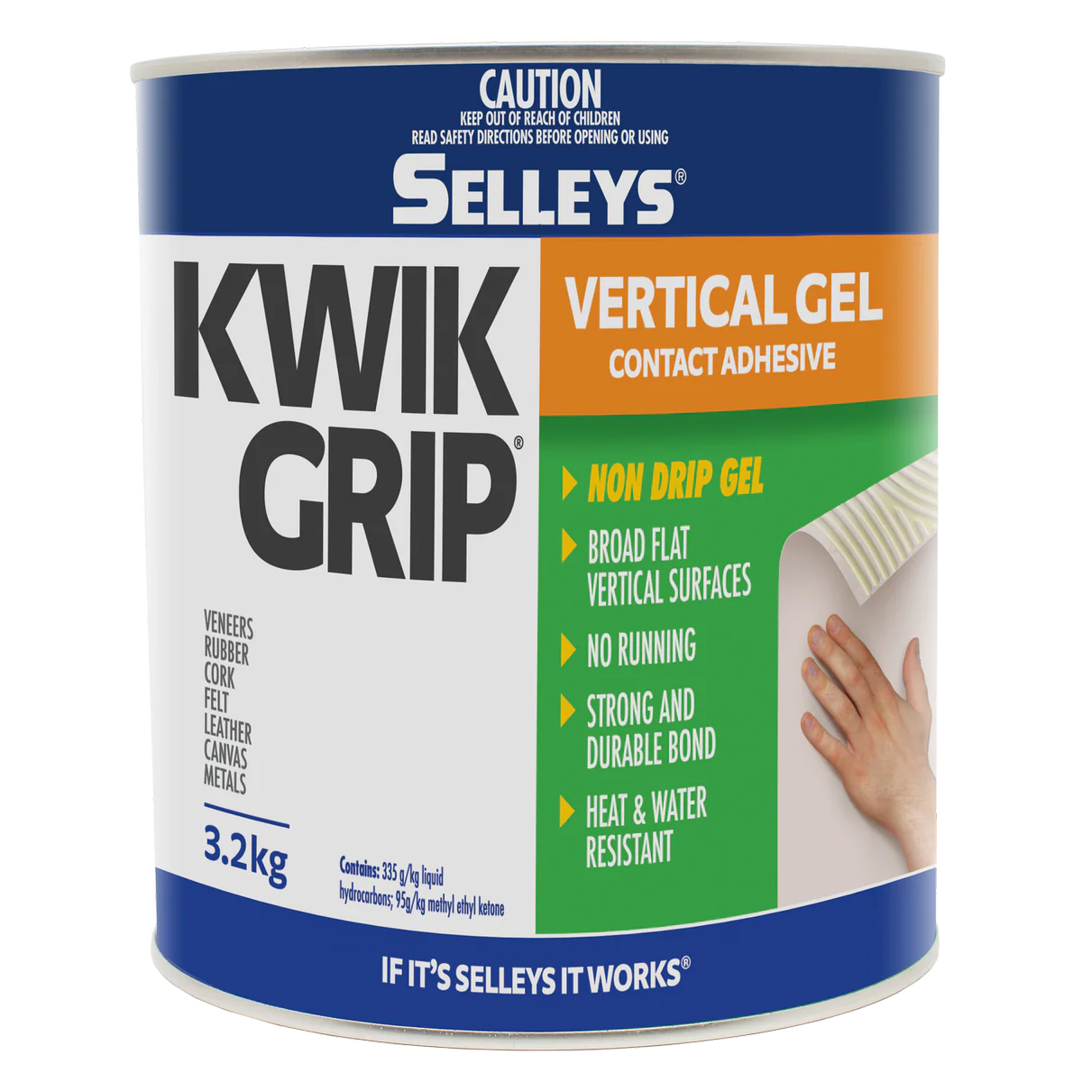 Selleys Kwik Grip Gel 3 2kg Solvent-Based Adhesive Vertical Bonding