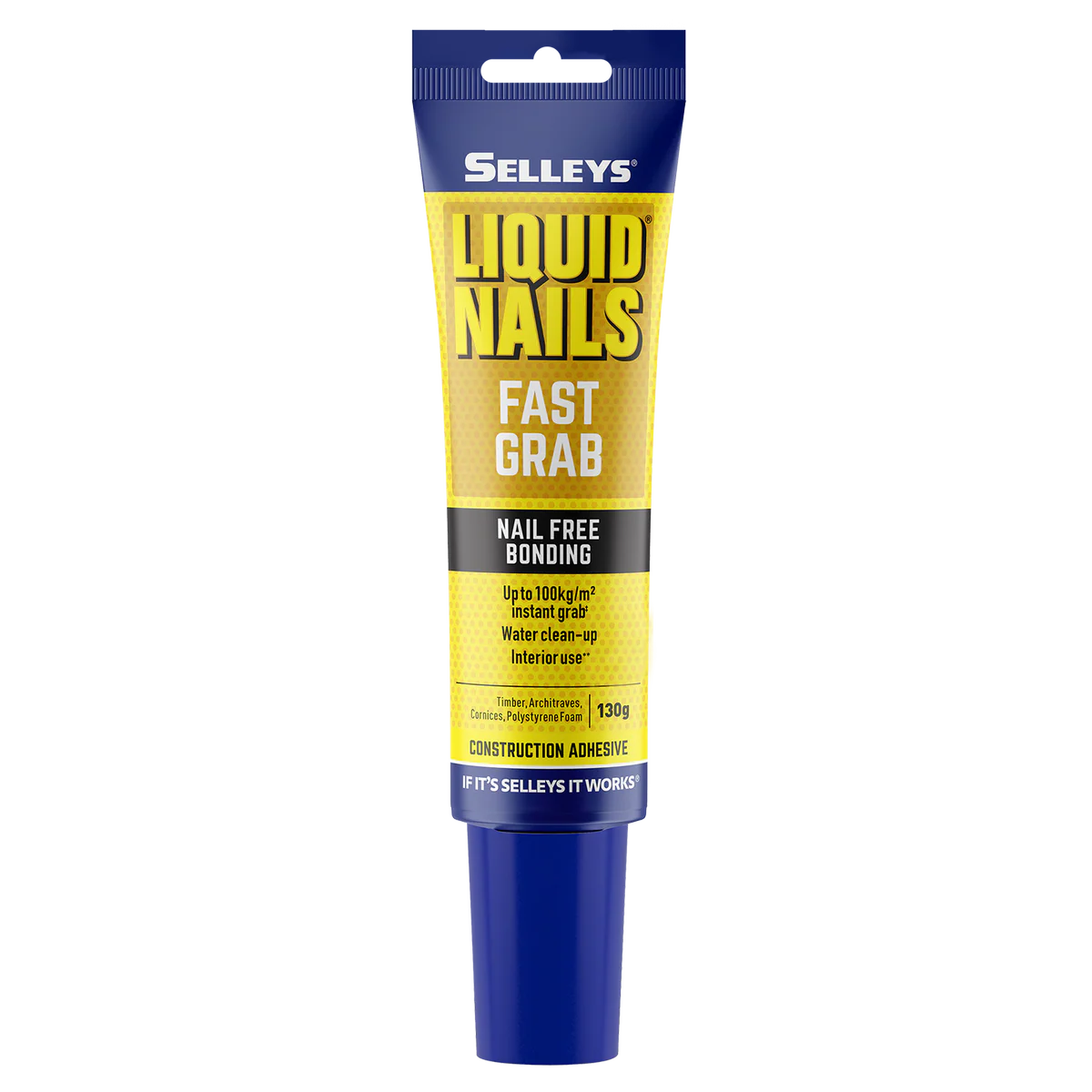 Selleys Liquid Nails Fast Grab Adhesive 130g - Water-Based - Strong Bond
