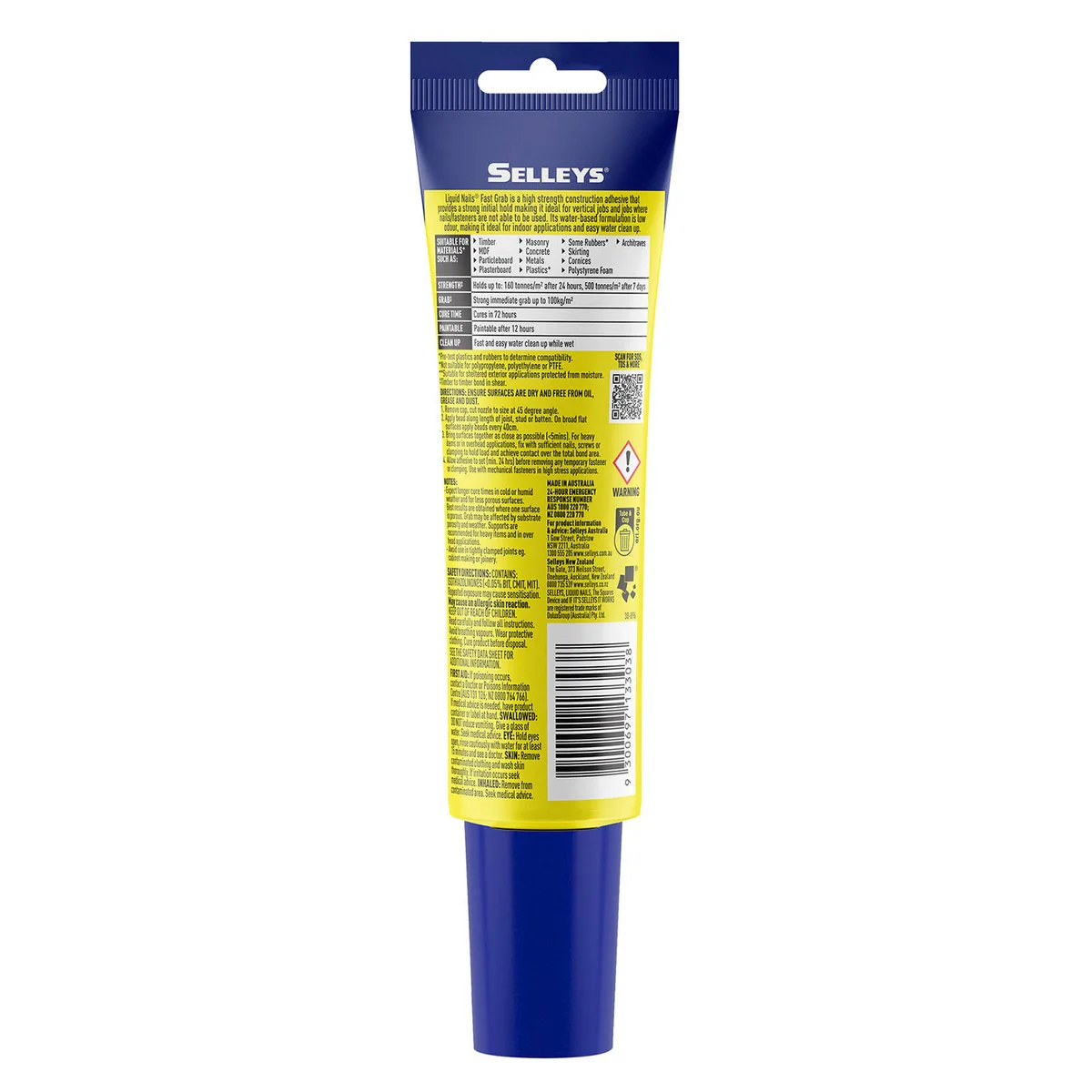 Selleys Liquid Nails Fast Grab Adhesive 130g - Water-Based - Strong Bond - Image 2