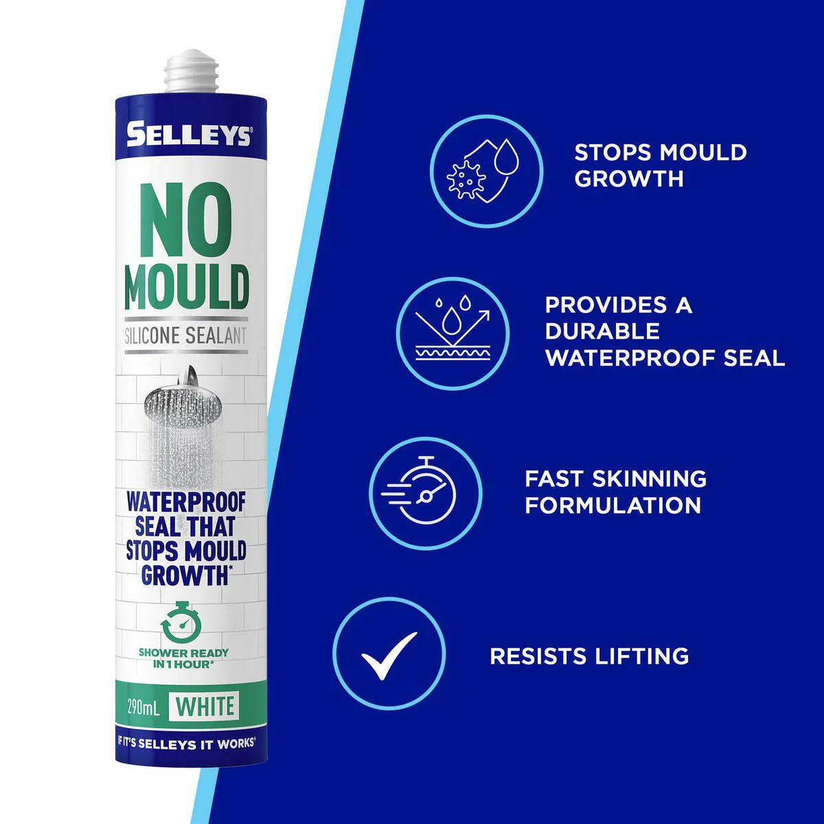 Selleys No Mould Resistant Silicone Sealant 290ml - White - 290ml - Image 3