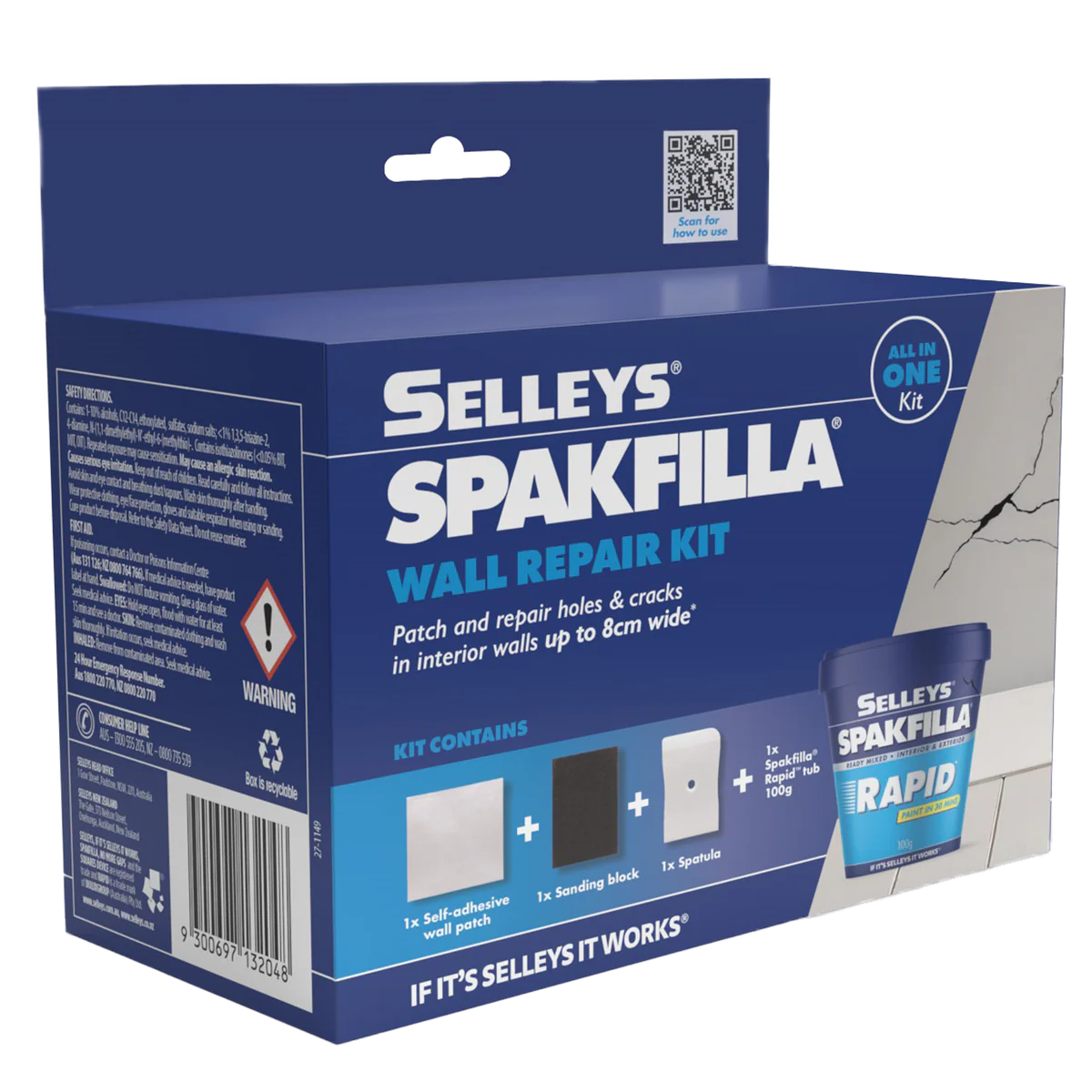 Selleys Spakfilla Wall Repair Kit - 100g - Fast-Drying Lightweight Filler - White