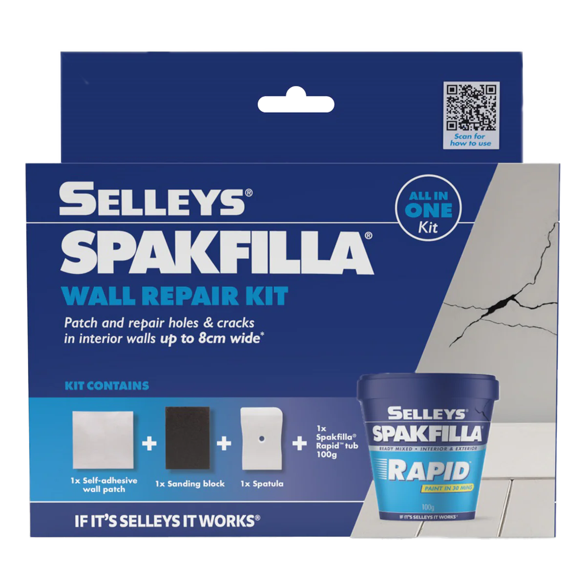 Selleys Spakfilla Wall Repair Kit - 100g - Fast-Drying Lightweight Filler - White - Image 4
