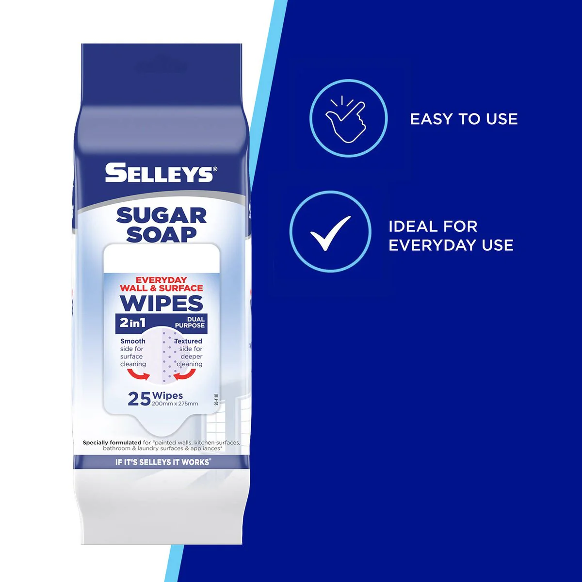 Selleys Sugar Soap Wipes - 25 Pack - Ethyl Alcohol - Dual Purpose - Image 2