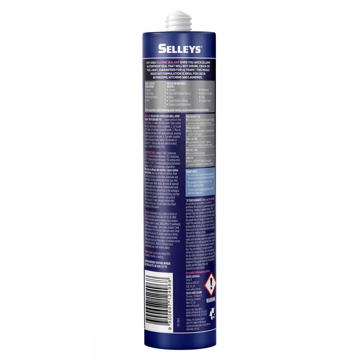 Selleys Wet Area Waterproof Silicone Sealant 300g Dark Grey - Mould Resistant - Image 2