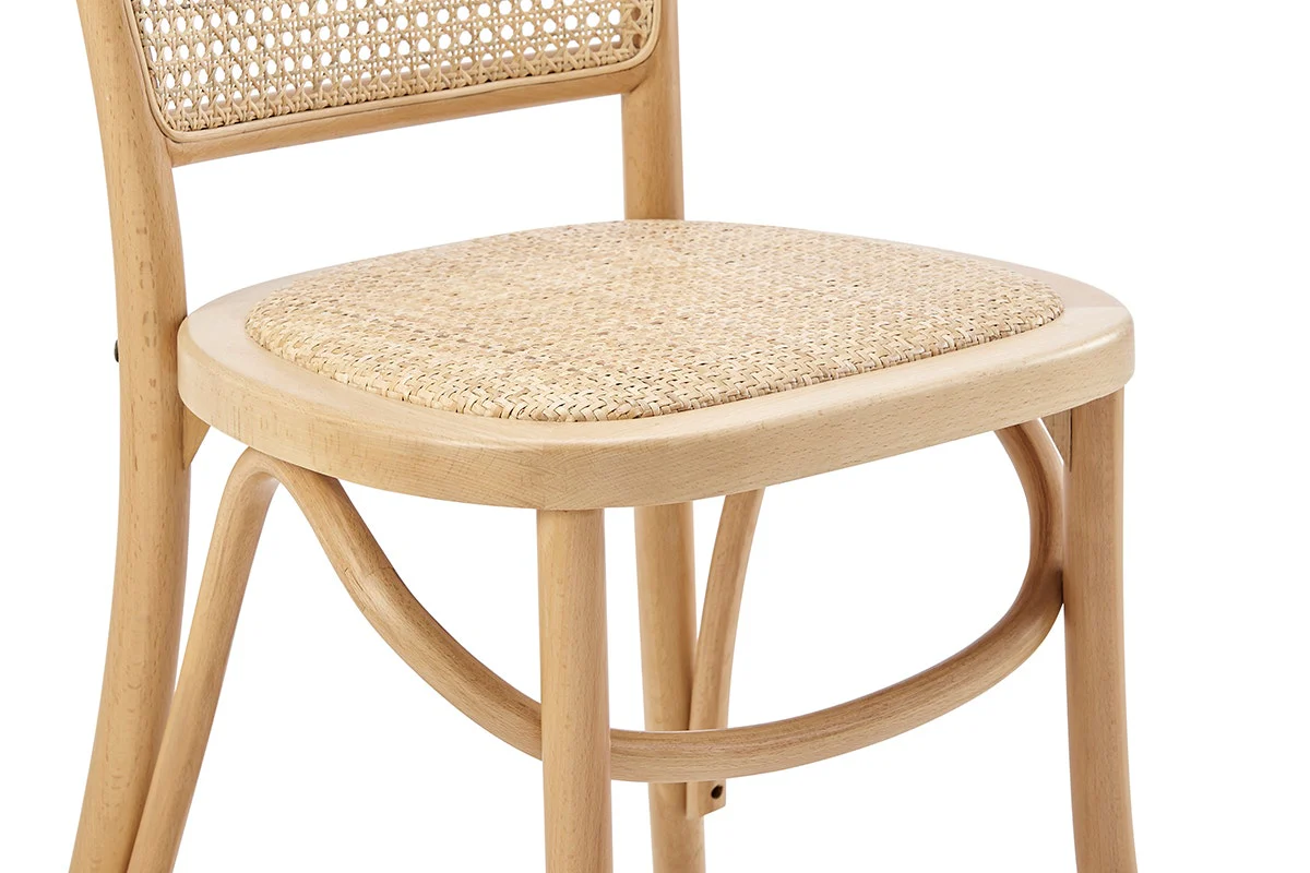 Set of 2 Matt Blatt Felix Bentwood Dining Chairs Natural Beech Rattan - Image 11