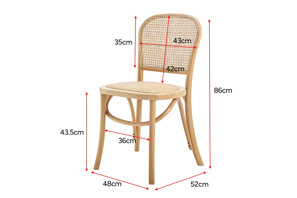 Set of 2 Matt Blatt Felix Bentwood Dining Chairs Natural Beech Rattan - Image 15