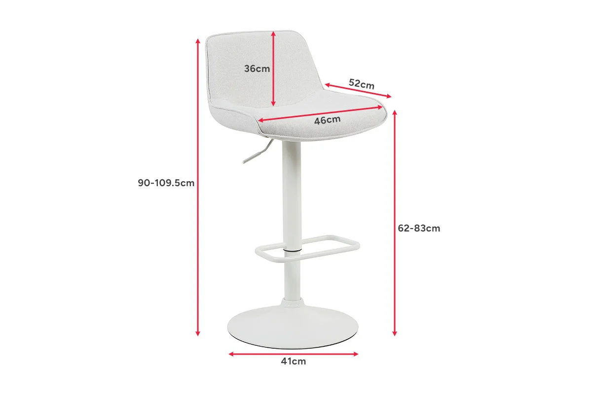 Set of 2 Matt Blatt Joey Height Adjustable Bar Stools White Beach Sand - Image 14