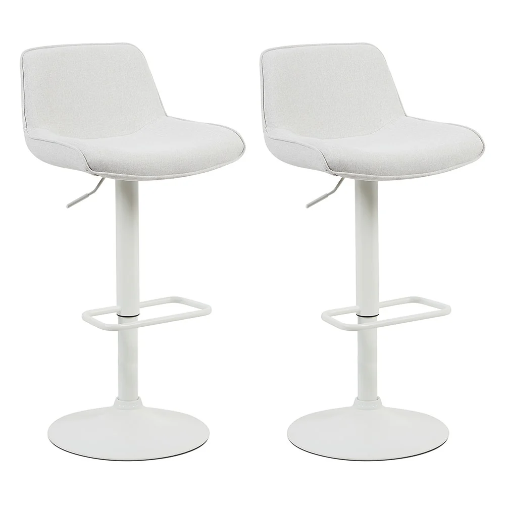 Set of 2 Matt Blatt Joey Height Adjustable Bar Stools White Beach Sand - Image 2