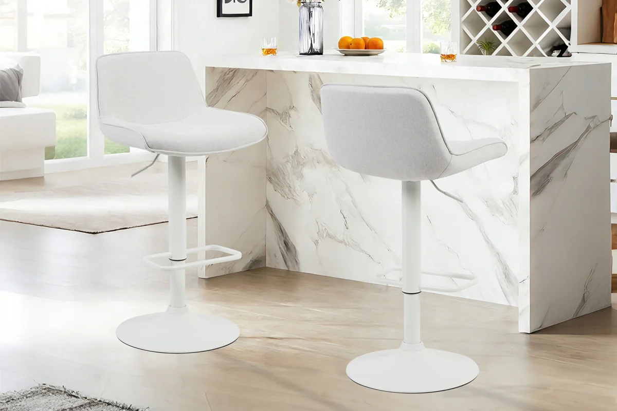 Set of 2 Matt Blatt Joey Height Adjustable Bar Stools White Beach Sand - Image 3