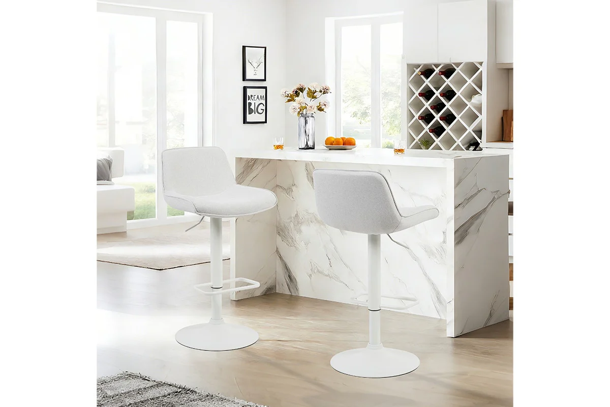 Set of 2 Matt Blatt Joey Height Adjustable Bar Stools White Beach Sand - Image 4