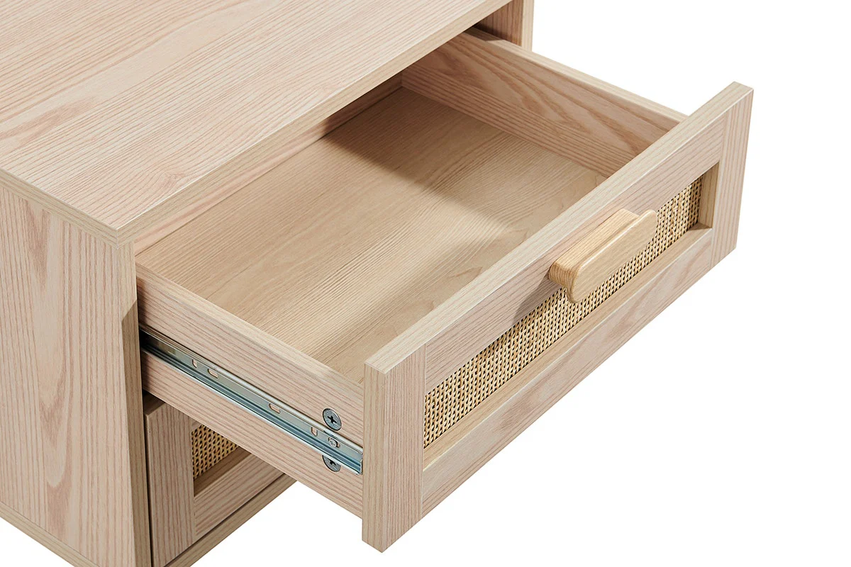 Set of 2 Ovela Ava 2 Drawer Bedside Tables Rattan Front - Image 10