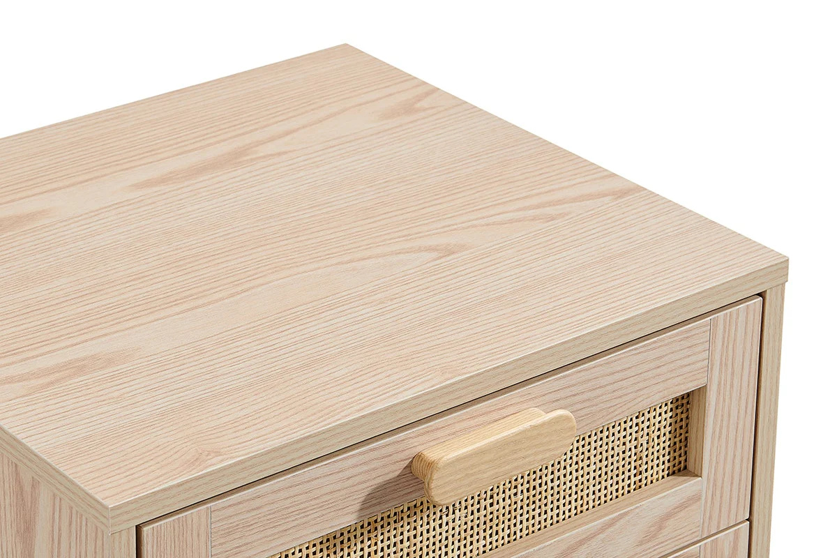 Set of 2 Ovela Ava 2 Drawer Bedside Tables Rattan Front - Image 9