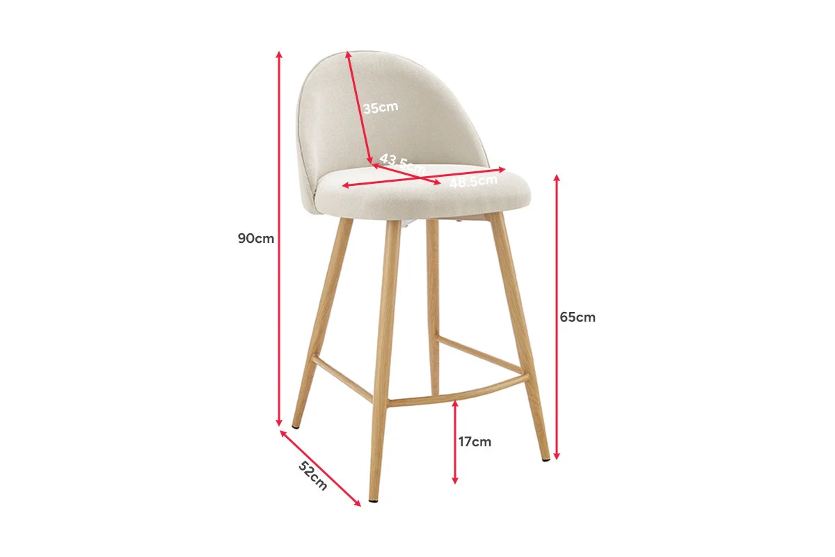 Set of 2 Shangri La Charley Bar Stools Off White Wood - Image 12