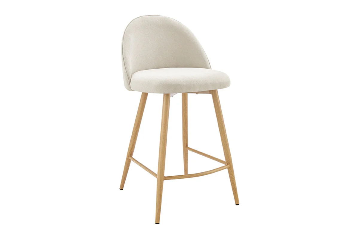 Set of 2 Shangri La Charley Bar Stools Off White Wood - Image 4