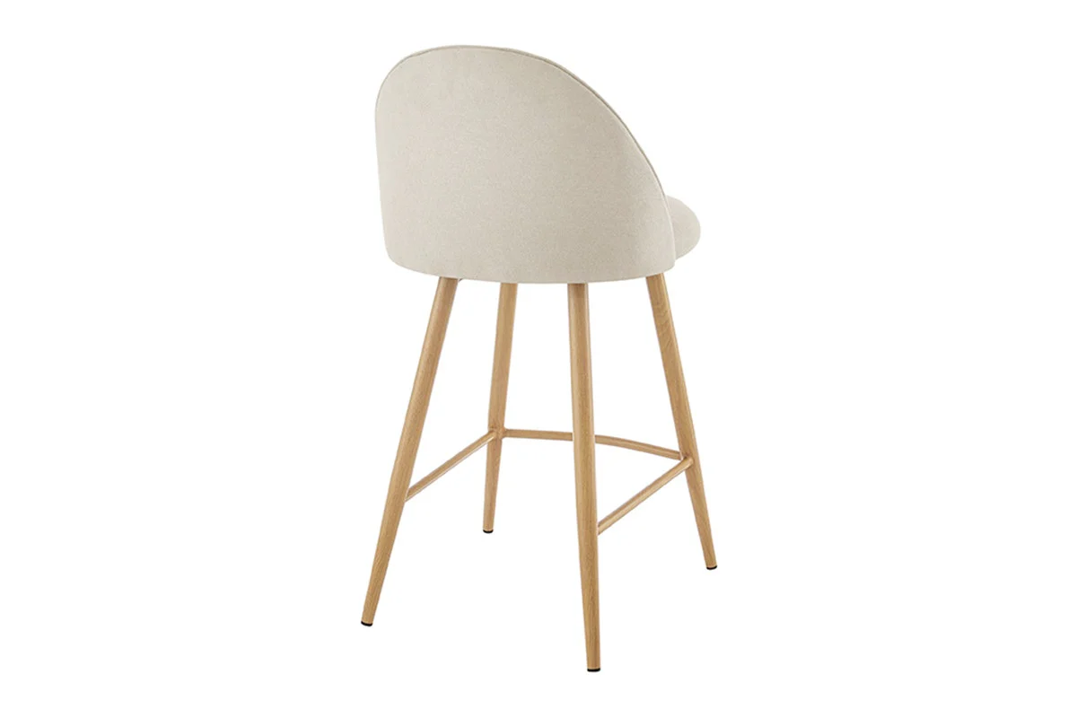 Set of 2 Shangri La Charley Bar Stools Off White Wood - Image 7