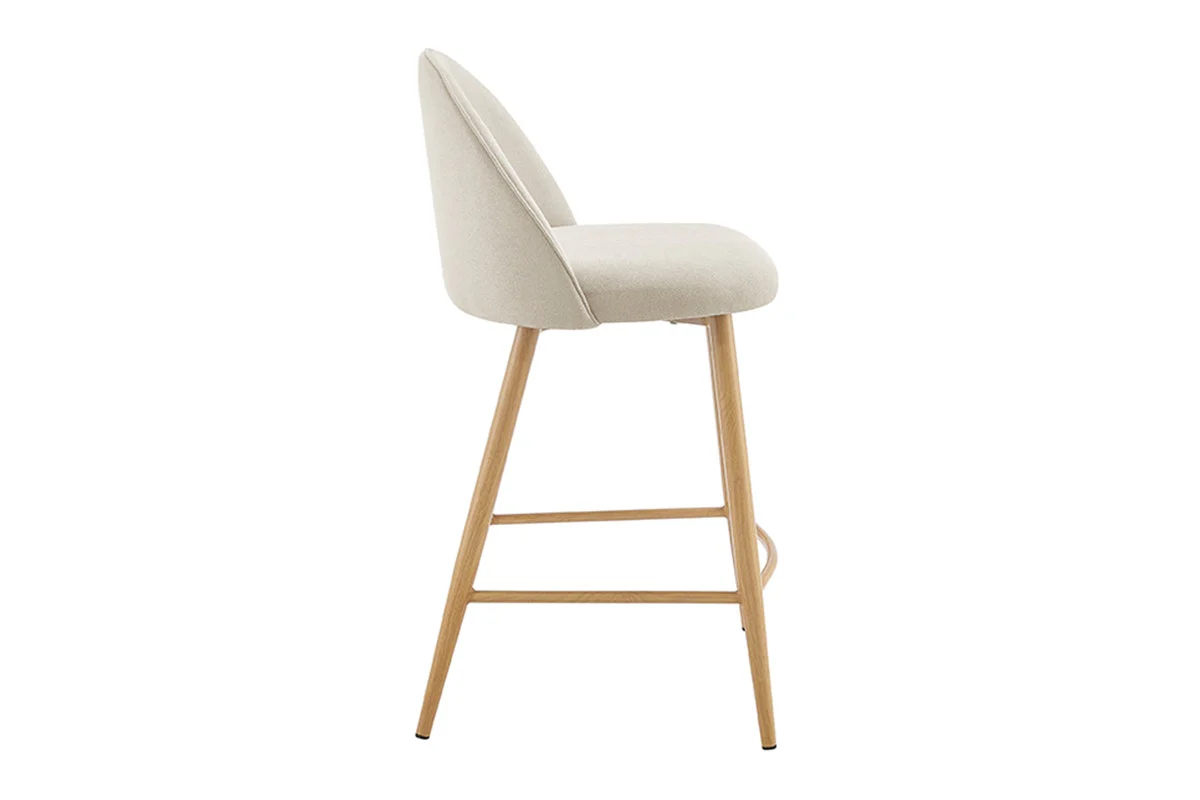 Set of 2 Shangri La Charley Bar Stools Off White Wood - Image 8