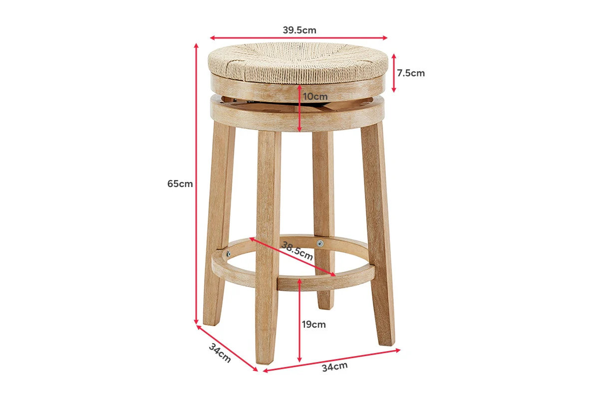 Set of 2 Shangri La Chesil Woven Swivel Bar Stools Wood - Image 10