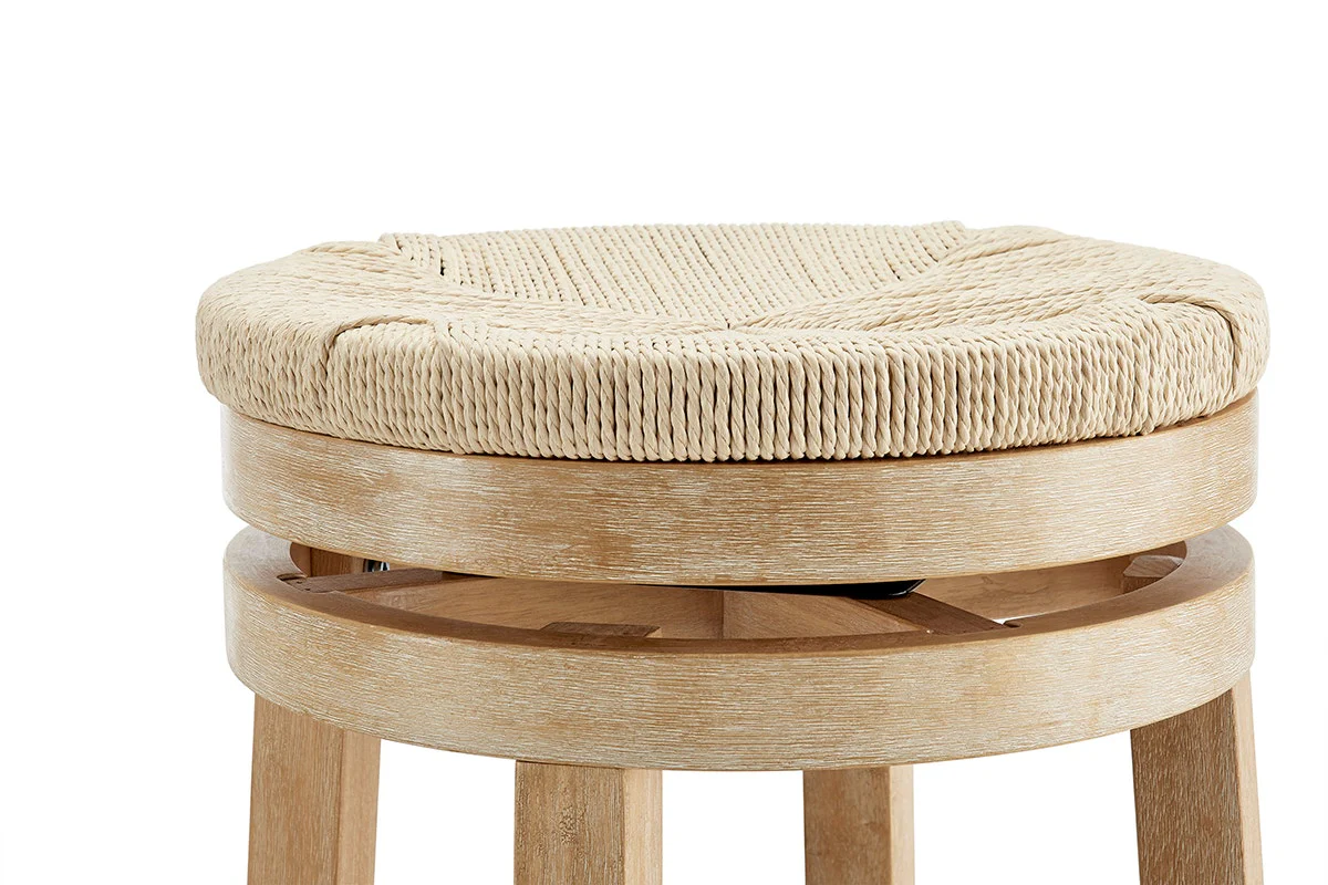 Set of 2 Shangri La Chesil Woven Swivel Bar Stools Wood - Image 6