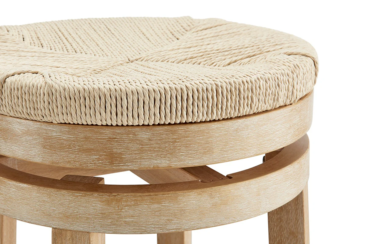 Set of 2 Shangri La Chesil Woven Swivel Bar Stools Wood - Image 7