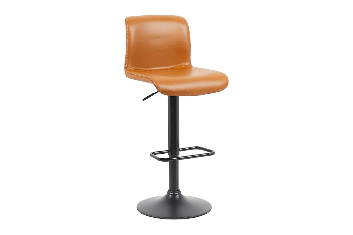 Set of 2 Shangri La Jackson Adjustable Bar Stools Black Tan - Image 5