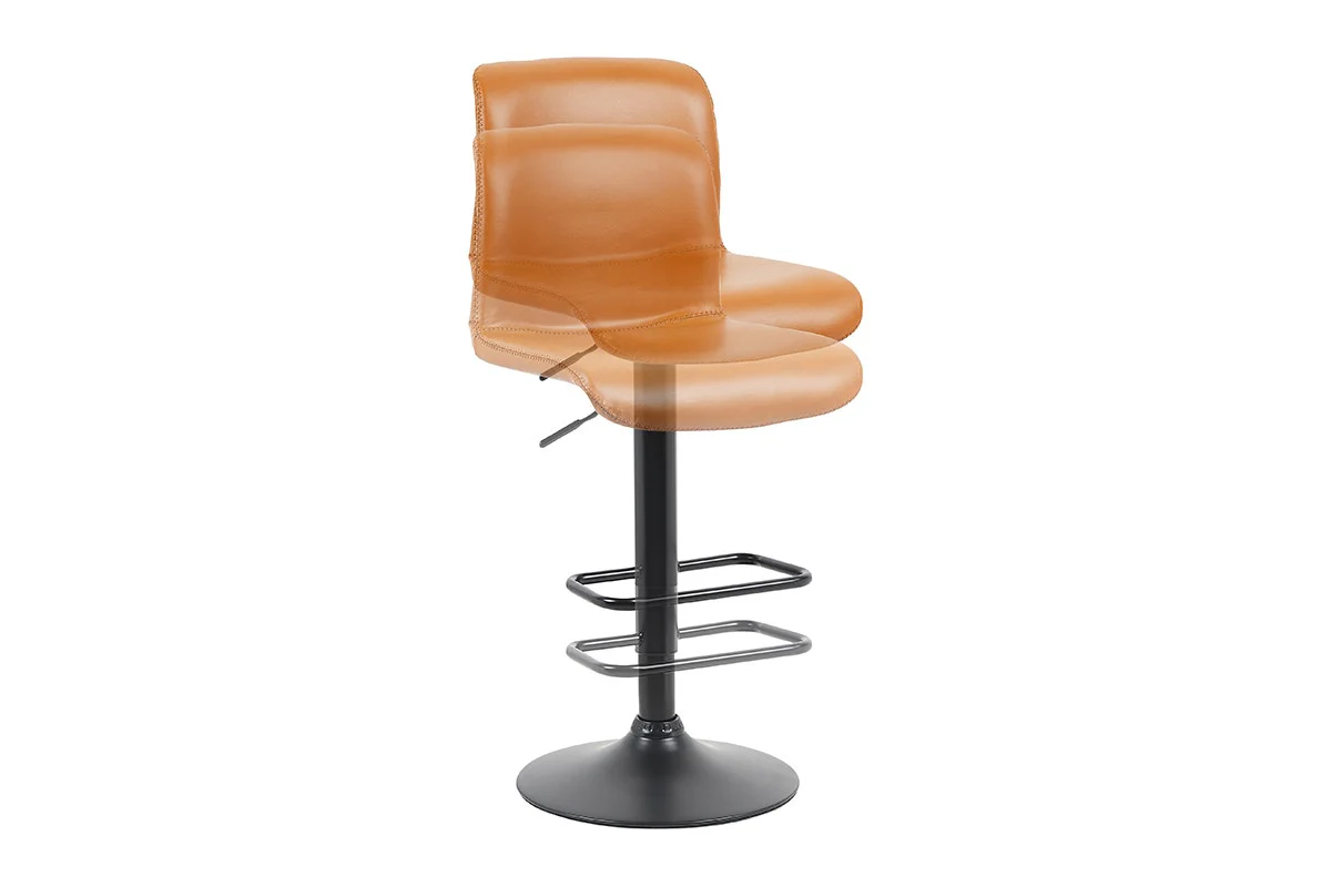 Set of 2 Shangri La Jackson Adjustable Bar Stools Black Tan - Image 6