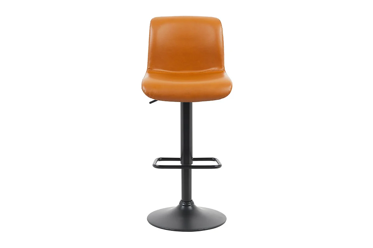 Set of 2 Shangri La Jackson Adjustable Bar Stools Black Tan - Image 7